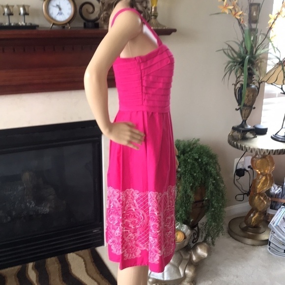 Sangria Pink Ruched Embroidered Dress - Picture 13 of 16